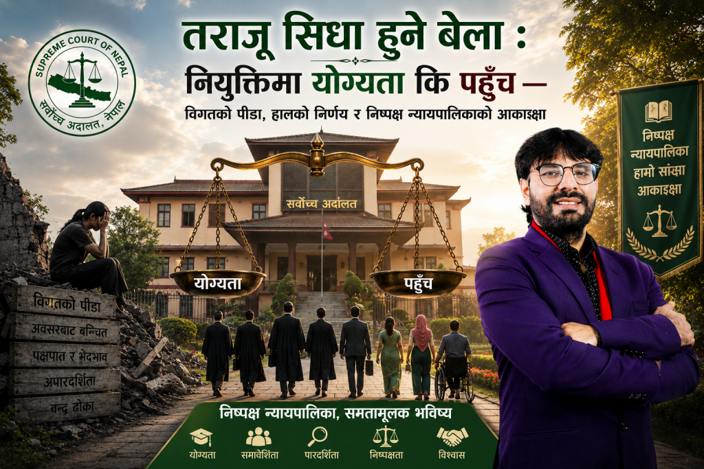 तराजू सिधा हुने बेला : नियुक्तिमा योग्यता कि पहुँच — विगतको पीडा, हालको निर्णय र निष्पक्ष न्यायपालिकाको आकाङ्क्षा